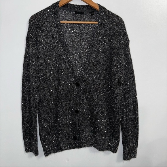 Like New ATM Gray Sequin Alpaca Button up Cardigan XS - Picture 3 of 12